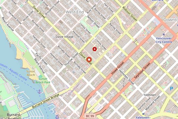 Map showing The Fountainhead Pub in Vancouver