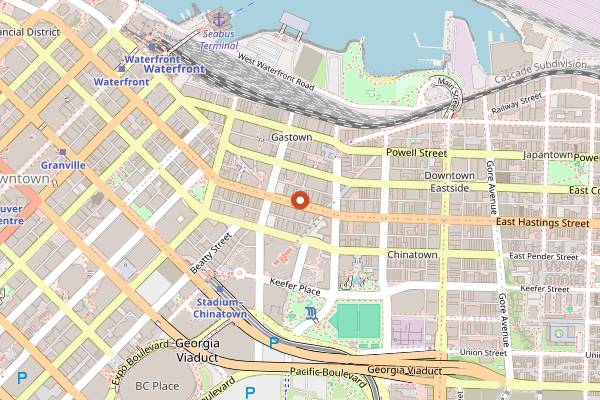 Map showing Funky Winker Beans in Vancouver