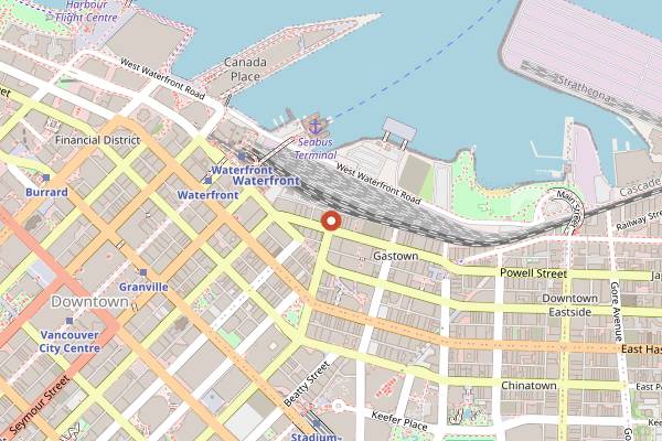Map showing The Black Frog in Vancouver