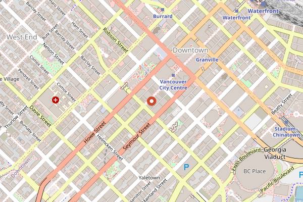 Map showing The Commodore Ballroom in Vancouver