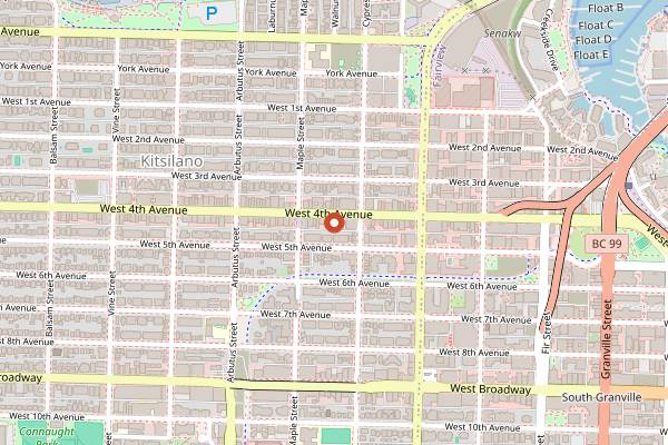 Map showing Fable Kitchen in Vancouver