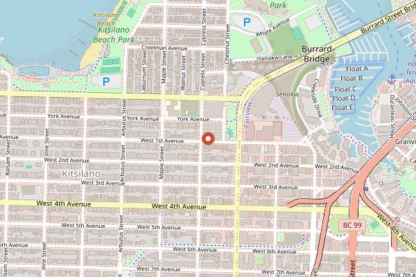 Map showing Sushi Masuda in Vancouver