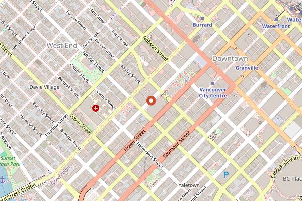 Map showing Kaya Malay Bistro in Vancouver