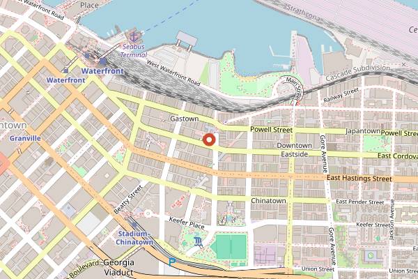 Map showing Tacofino Burrito Bar in Vancouver