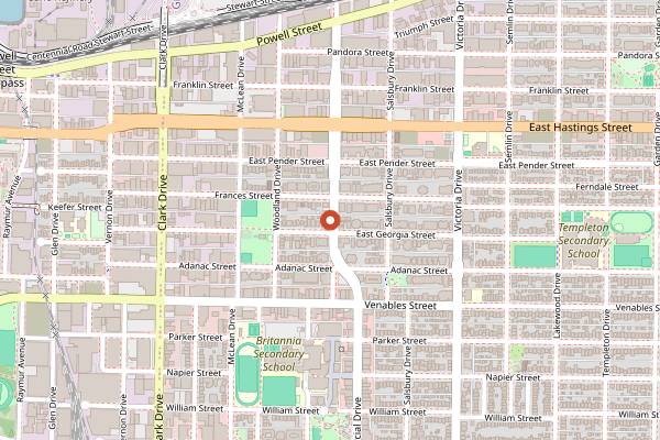 Map showing Caffe La Tana in Vancouver