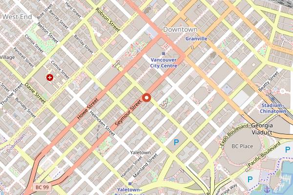 Map showing Uva Wine and Cocktail Bar in Vancouver