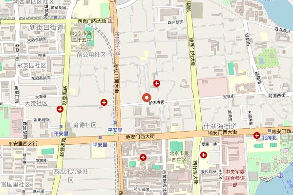 Map showing Fuhuazhai Pastry Store (Huguosi) in Beijing