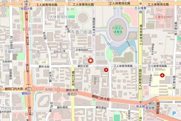 Map showing UBAR (Gongti) in Beijing