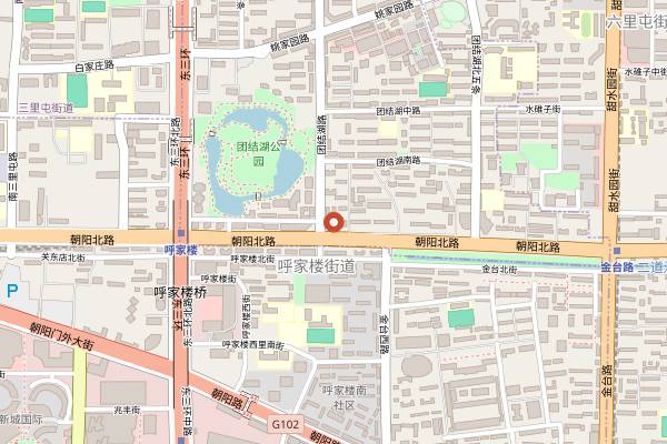 Map showing Baiweiyuan Dumpling (Tuanjiehu Road) in Beijing