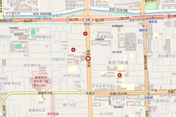 Map showing Chongqing Laojie Xiaomian (Andingmen) in Beijing