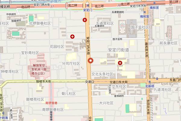 Map showing Xian Lao Man (Andingmen) in Beijing