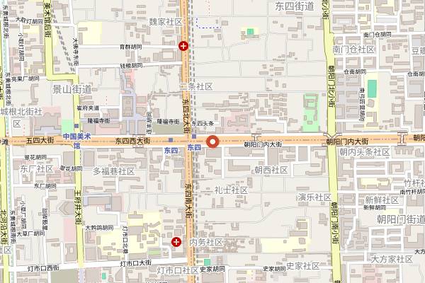 Map showing Dongsi Minfang (Chaoyangmen) in Beijing