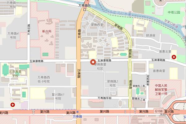 Map showing Hong Fan Qie (Yuyuantan South Road) in Beijing