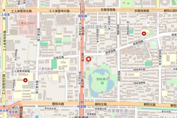 Map showing Fujian Cuisine (Minzhongmin, Dongsanhuan North Road) in Beijing