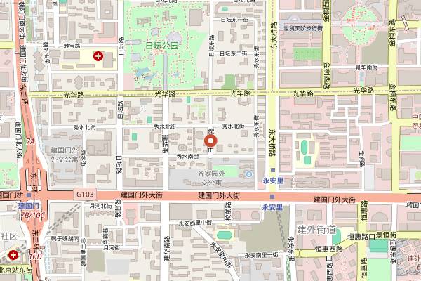 Map showing Ritan Shuanrou (Ritan Park) in Beijing