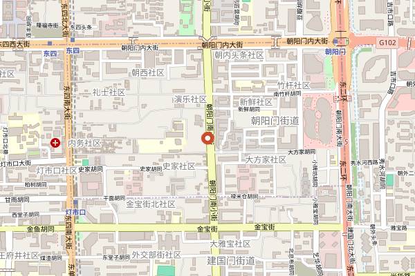 Map showing Yue Xiao Guan (Chaoyangmen South Lane) in Beijing