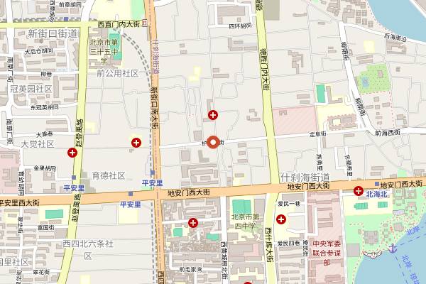 Map showing Huguosi Snacks (Huguosi Street Flagship) in Beijing