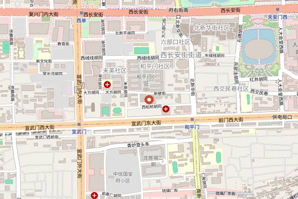 Map showing Yibin Guesthouse (Nancuihua Street) in Beijing
