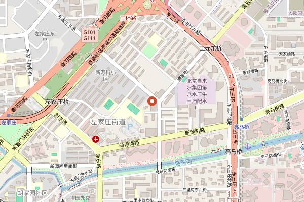 Map showing Dade Shuanrou (Sanyuanqiao) in Beijing