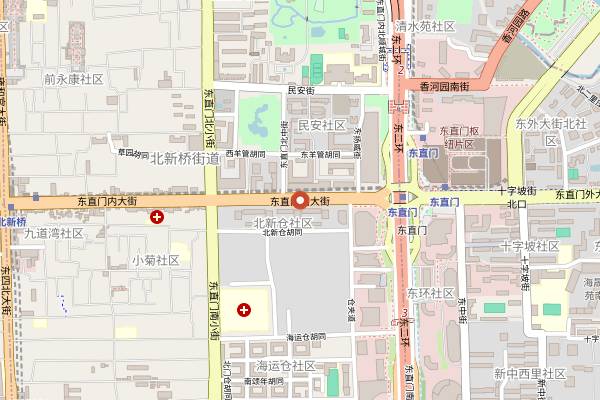 Map showing Hua's Restaurant (Dongzhimen) in Beijing