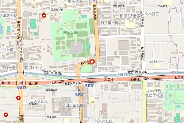 Map showing Dongdan Market in Beijing