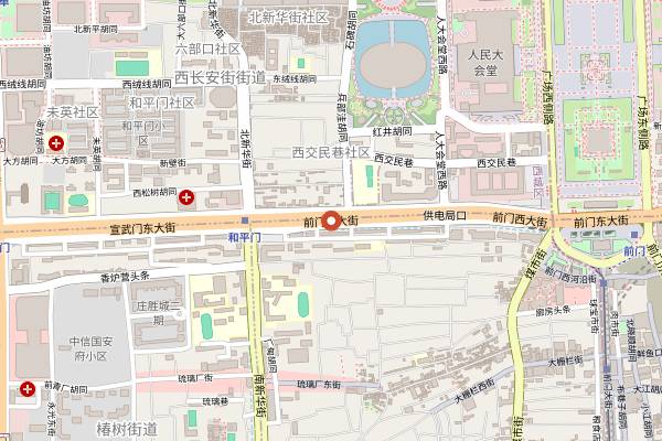 Map showing Hepingmen Market in Beijing