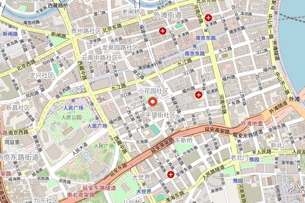 Map showing Lao Zheng Xing in Shanghai