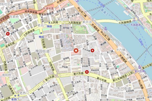 Map showing Yuyuan Bazaar in Shanghai