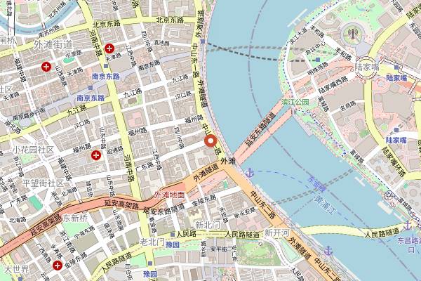 Map showing Jean Georges in Shanghai