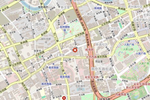 Map showing Rongjia Noodles Soup with Yellow Croaker in Shanghai
