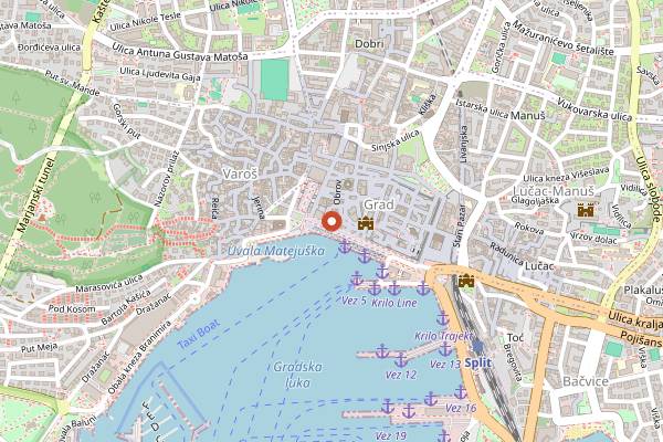Map showing Brasserie on 7 in Split