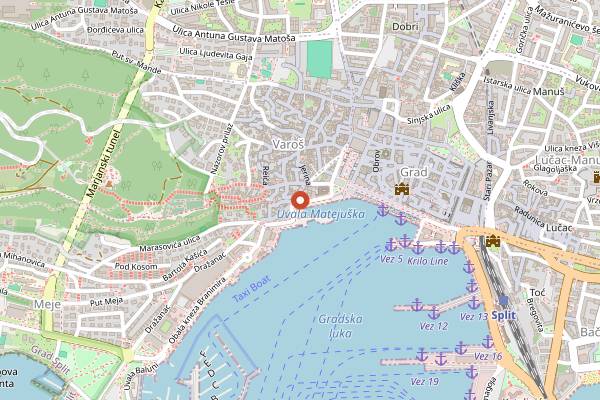 Map showing Dujkin dvor in Split