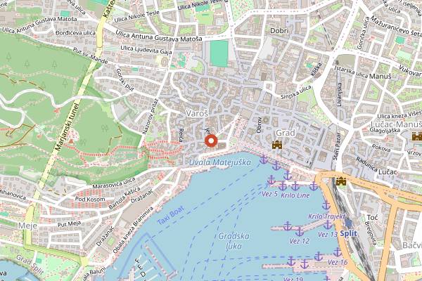 Map showing Konoba Marjan in Split