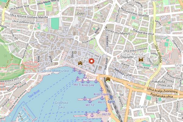 Map showing Sudamja (Feast of Saint Domnius) in Split