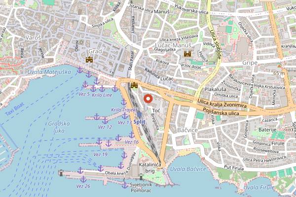 Map showing Bistro Toc in Split