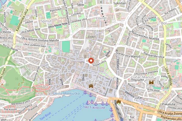 Map showing Central Club in Split