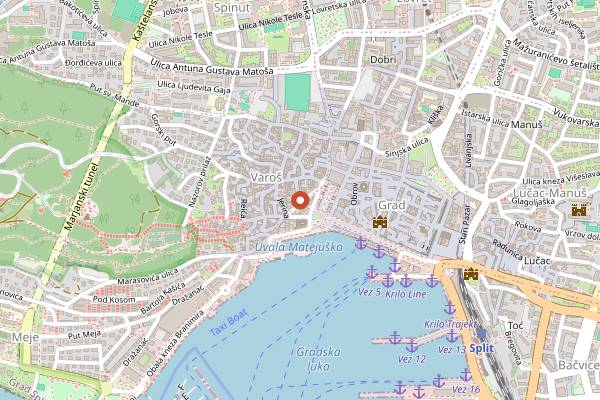 Map showing Konoba Varos in Split