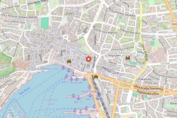 Map showing Pazar Market Snack Stalls in Split