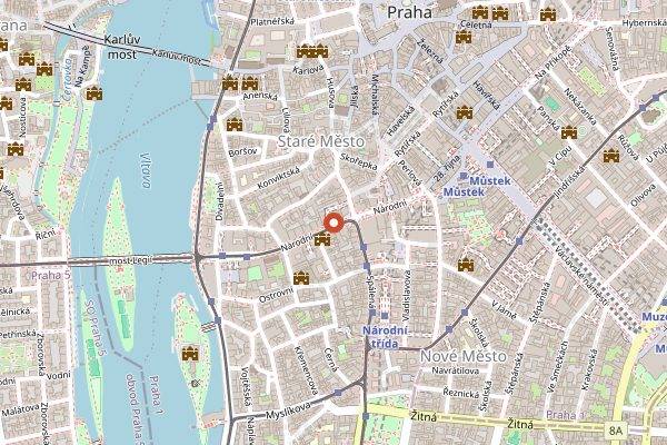 Map showing Boulangerie Paul in Prague
