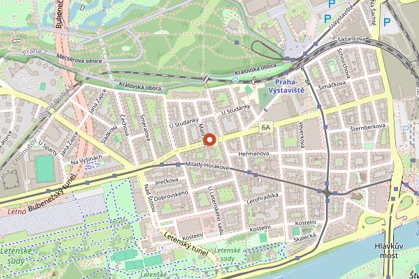 Map showing Eska Letna in Prague