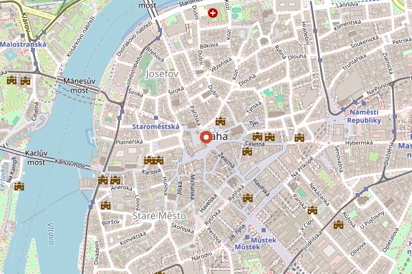 Map showing Black Angel's Bar in Prague