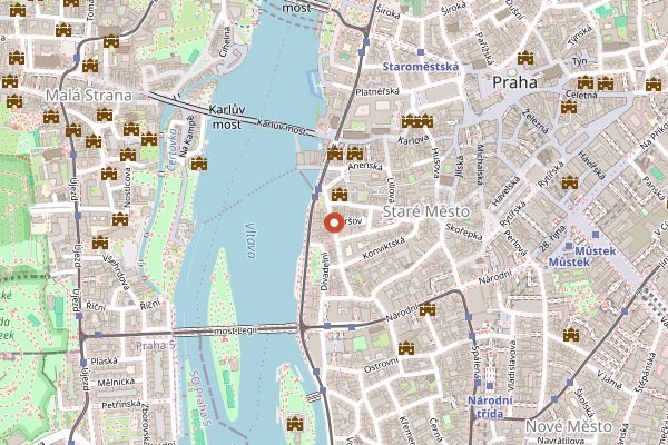 Map showing Hemingway Bar in Prague