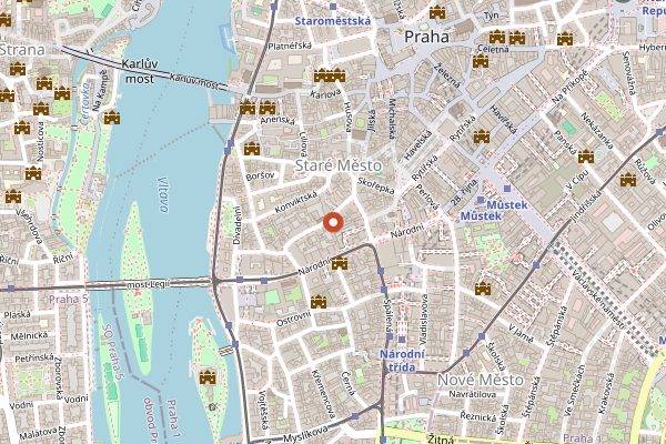 Map showing Sad Man's Tongue in Prague