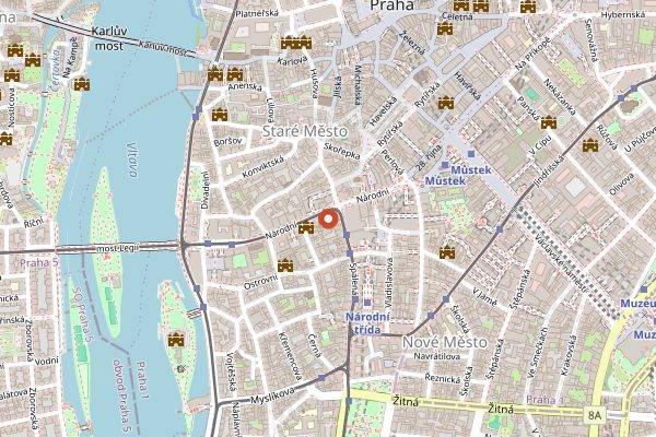Map showing Cafe Louvre in Prague