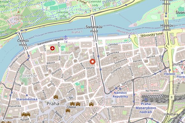 Map showing Sisters Bistro chlebicky lunch in Prague