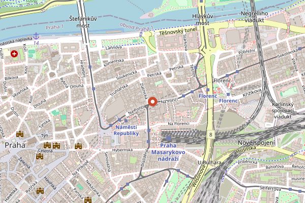 Map showing Cafe Imperial in Prague