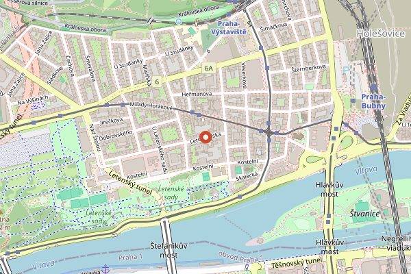 Map showing Cafe Letka in Prague
