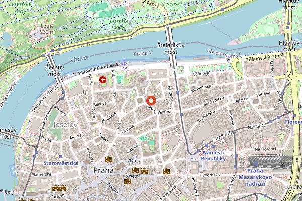 Map showing Onesip Coffee in Prague