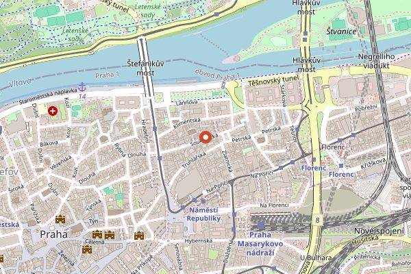 Map showing Cocina Rivero in Prague