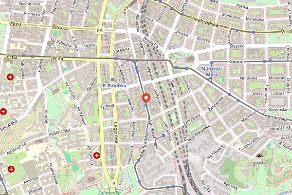 Map showing Beas Vegetarian Dhaba Vinohrady in Prague
